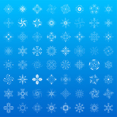 Set White Colleciton Line Snowflake Winter Decoration Elements Vector Design Style