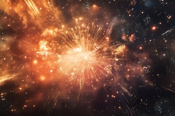 Fototapeta premium A Spectacular Fireworks Display Illuminates The Night Sky