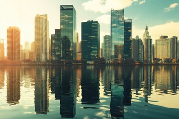 Fototapeta premium City Skyline Over Water