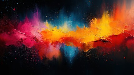 Abstract vibrant colorful textured art.