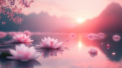 Pink flower lake