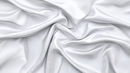 Obraz premium Luxurious white silk fabric with elegant folds and wrinkles, showing texture and drape.