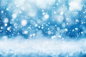Fototapeta premium Winter background with snowflakes and bokeh. Christmas background