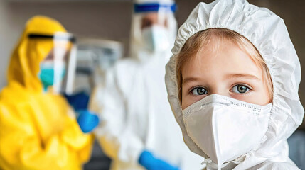 Pediatric hospital ward featuring dedicated medical professionals in protective gear, emphasizing compassionate care and safety in healthcare environments.