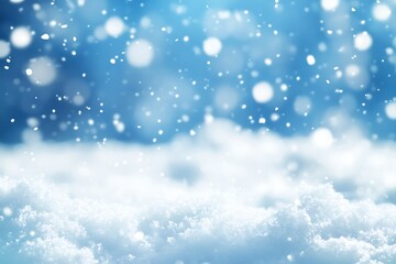 Fototapeta premium Winter background with snowflakes and bokeh. Christmas background
