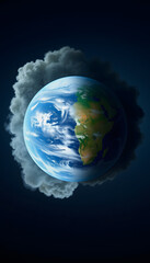 Obraz premium Conceptual planet earth with one half surrounded by pollution and the other with a clean blue haze, asian style, with white tones