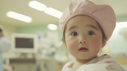 Pediatric hospital ward featuring dedicated medical professionals in protective gear, emphasizing compassionate care and safety in healthcare environments.