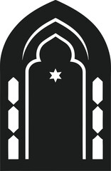 Islamic Arch Window Silhouette Vector Illustration with Star Design
