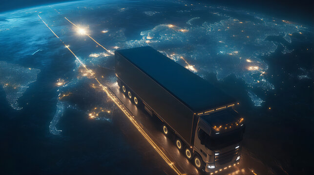 Global supply chain logistics delivery digital network connecting manufacturers, suppliers, and distributors across borders