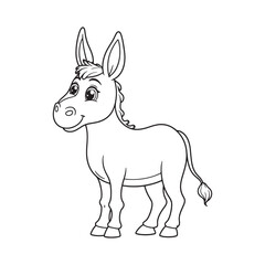 Donkey line art on white backgroun