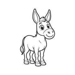 Donkey line art on white backgroun