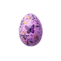 Fototapeta premium A beautifully decorated purple egg featuring intricate floral designs and a prominent butterfly illustration.
