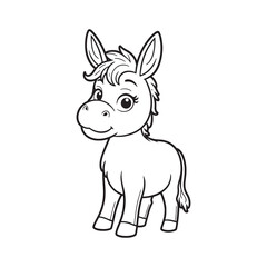 Donkey line art on white backgroun