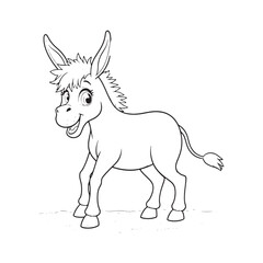 Donkey line art on white backgroun