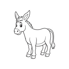 Donkey line art on white backgroun