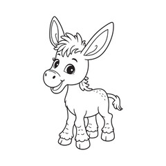 Donkey line art on white backgroun