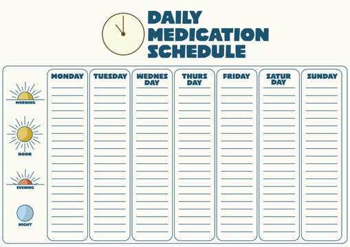 daily minimalistic medication schedule for A4 format