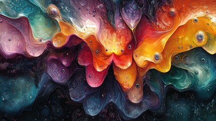Abstract swirling paint, cosmic colors.