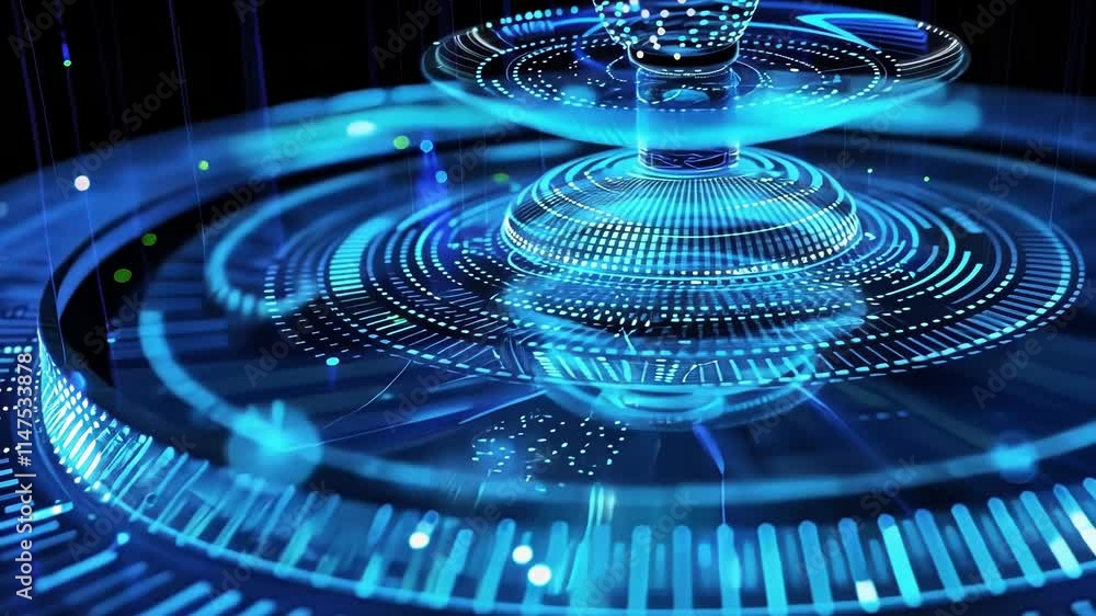 Poster complex digital structures are processing big data, creating a stunning visualization of futuristic 