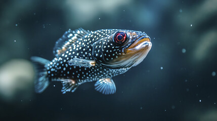 close up of spotted fish with white mouth and vibrant colors