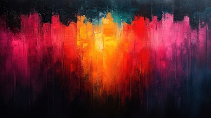 Abstract painting, vibrant colors, textured strokes.