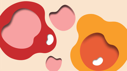 Abstract colorful red and orange fluid blob shapes with liquid flowing concept vector illustration.	