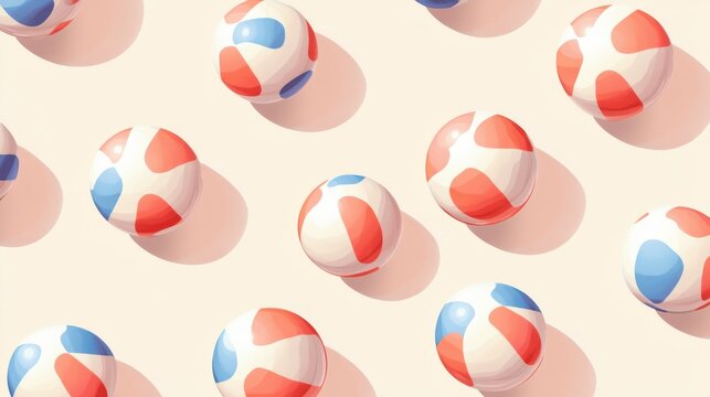 Colorful Beach Balls on Light Background in Playful Arrangement