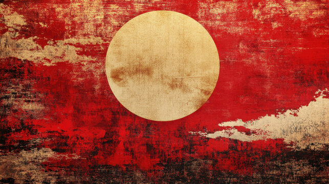Circular Red Chinese New Year Greeting China Graphic Art Grunge Style Abstract Celebration