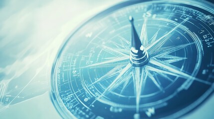 Close-up of compass needle pointing north with magnetic field visualization, symbolizing direction and navigation concept, ideal for maps or travel themes.