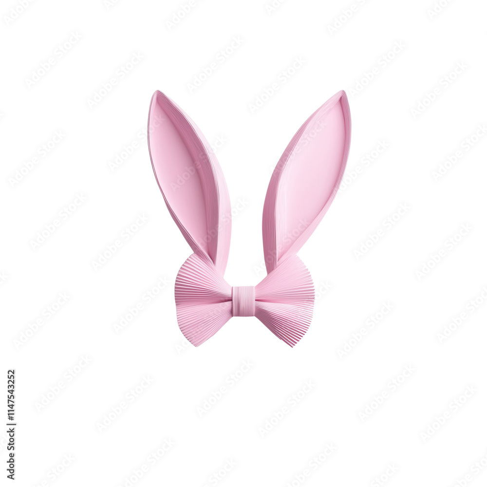 Poster pink bunny ears with a matching bow, creating a playful and whimsical accessory.