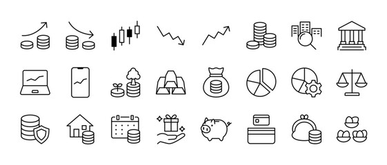 投資のアイコンのイラストセット