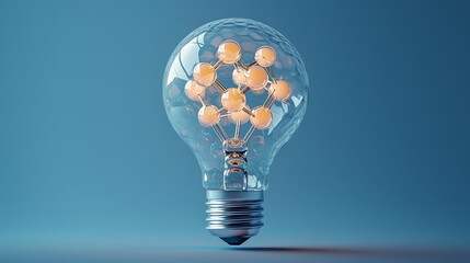 imagine prompt: petrochemical-derived molecules forming a minimalist lightbulb to symbolize new ideas and technological breakthroughs --chaos 10 --ar 16:9 --quality 2 
