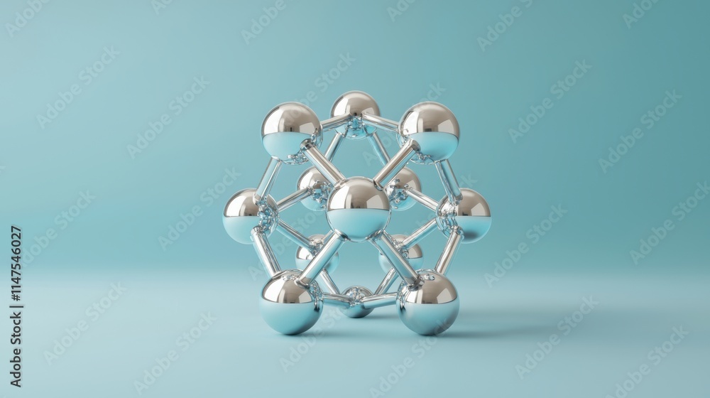 Aufkleber abstract representation of molecular structure with reflective spheres