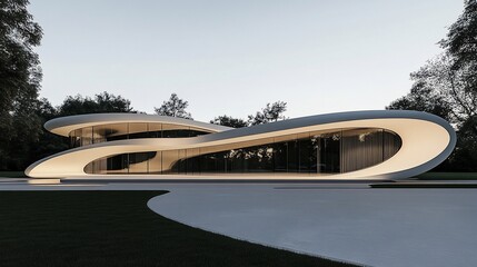 Modern architectural design with fluid shapes and curves.