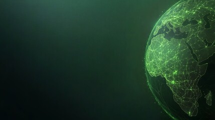 Green glowing digital Earth network connection