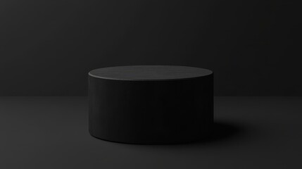 Black Cylindrical Stand On Dark Background