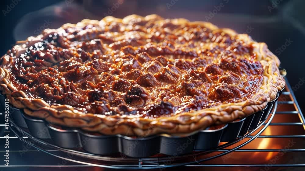 Aufkleber a hearty meat pie with flaky crust representing the strong binding force of gluons between quarks.