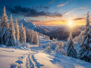 sunset in the mountains