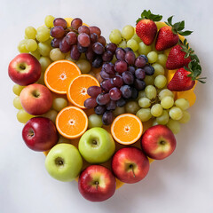 A photo of a variety of mixed fruits in a white background
