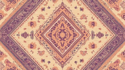 Beige and brown patterned textile with diamond design.