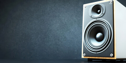 High quality loudspeaker on black wall, perfect for music lovers