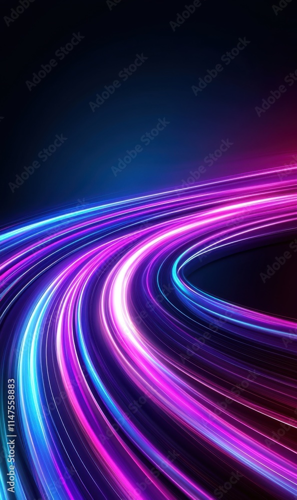 Aufkleber vibrant neon light trails creating dynamic movement in a futuristic abstract background design