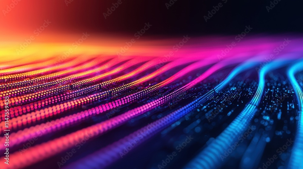 Poster vibrant abstract colorful waves of light creating dynamic patterns