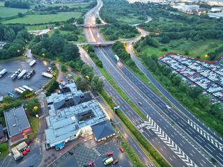An Aerial View of Buildings at Central Bristol City of Southwest of England, United Kingdom. May 26th, 2024. The High Angle Footage Was Captured with Drone's Camera from Medium High Altitude.