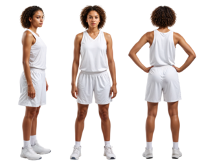Isolated basketball player in plain white uniform – 360 mockup for sportswear design