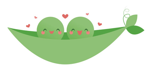 Two cute and happy peas in a pod illustration