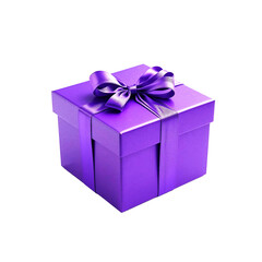 Obraz premium purple gift box with purple ribbon on transparent background. for valentines , birthday , xmas and special occasions