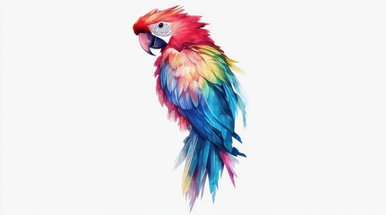 Fototapeta premium Vibrant rainbow macaw parrot isolated on white background.