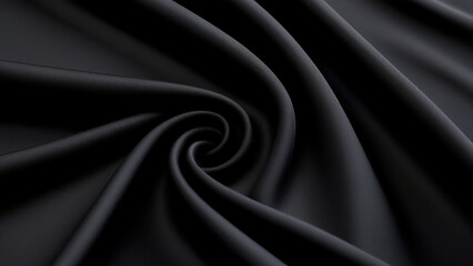 Fototapeta premium Luxurious Black Satin Fabric Texture for Elegant Backgrounds and Design Elements