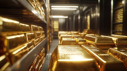Fine Gold Bullion Inside a Secure Vault with High-Value Security